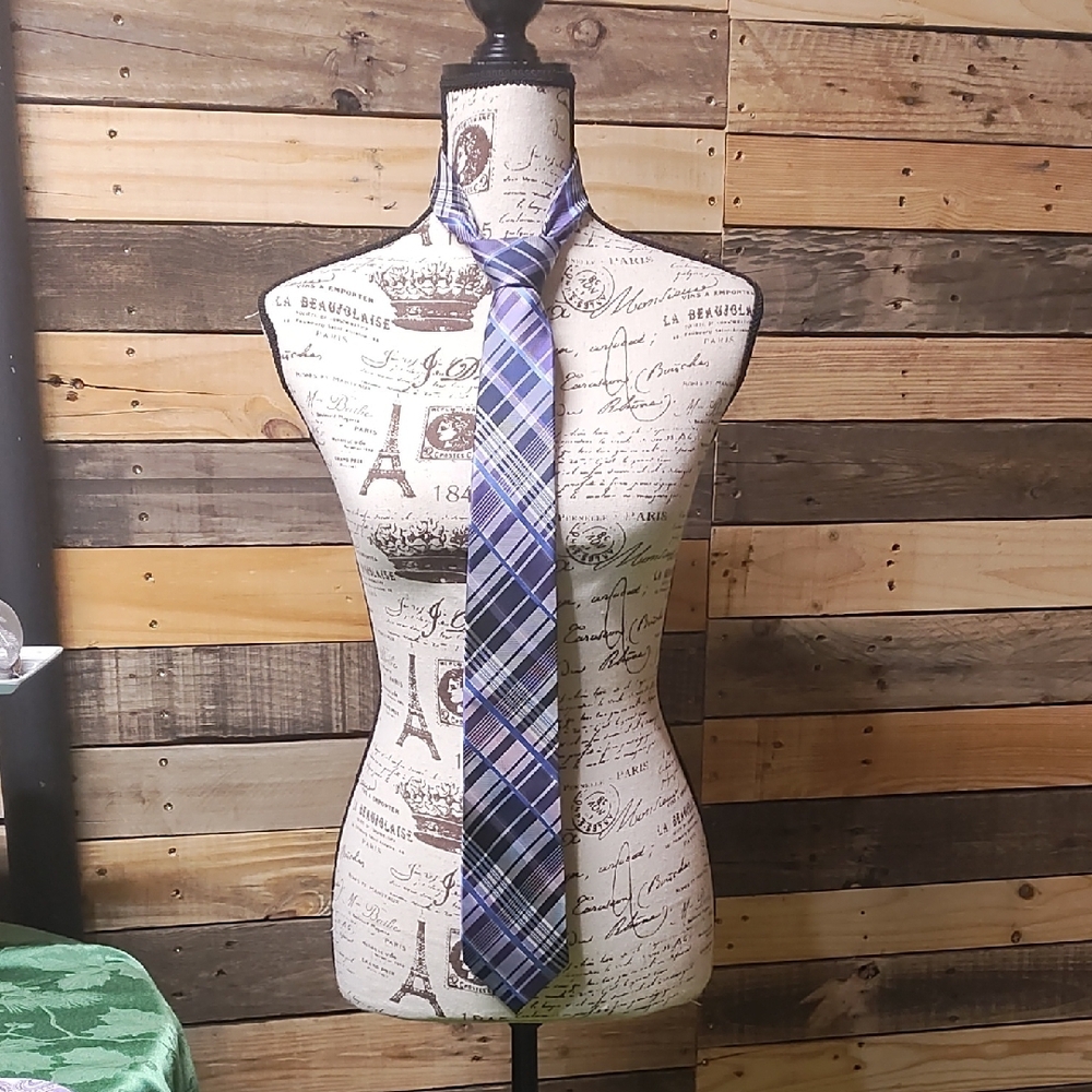 Men's Blue Plaid Tie